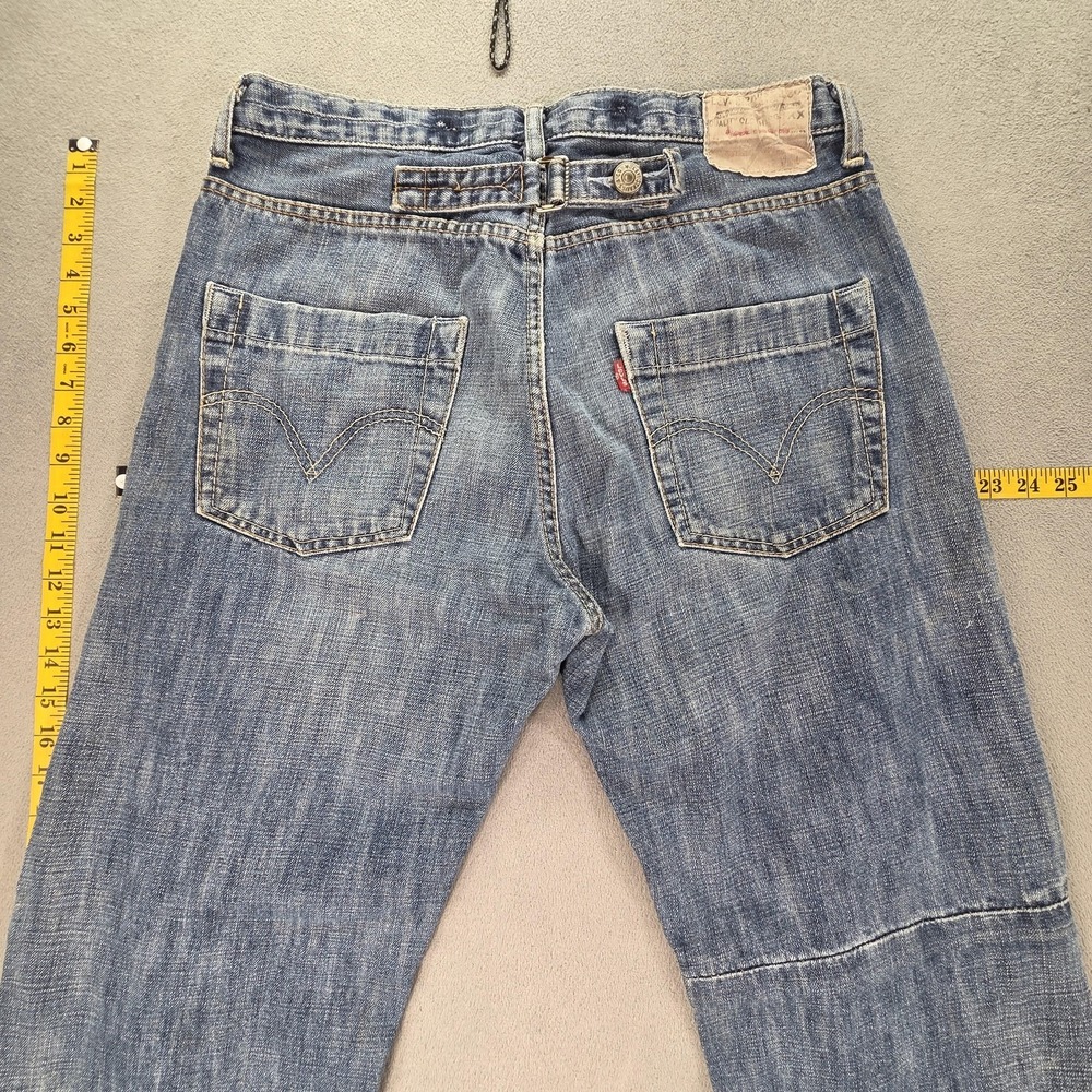 VTG Levis Engineered Jeans Mens Blue Straight Buckle Back Twisted Fits 32x33